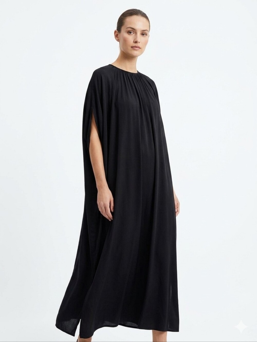 COS Black Oversized Kaftan Maxi Dress Viscose Rayon Size 10 Women's